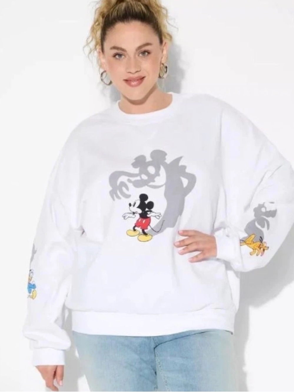 Disney Mickey Mouse & Friends NWT Graphic Sweatshirt White Crewneck Size XS
